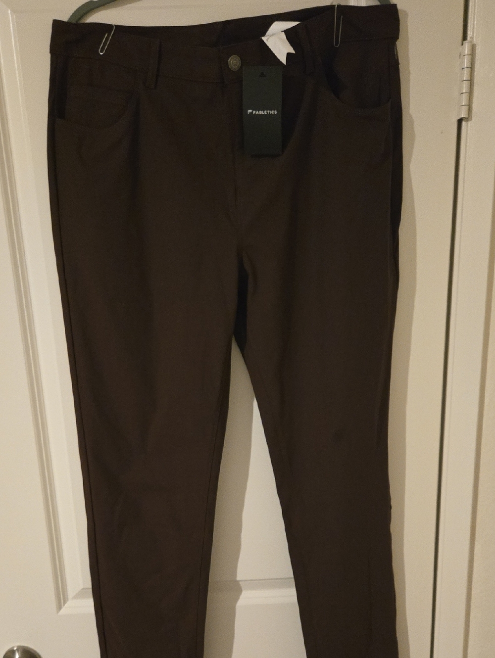 Fabletics Men's Dark Brown Slim Chino Pants, 36x32, New
